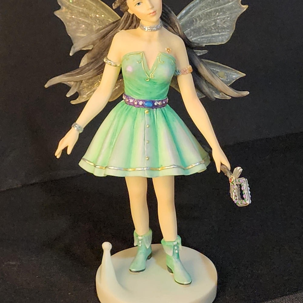 Faerie Glen Figurine with Green Dress & Translucent Wings